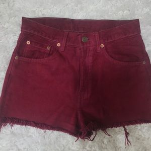 vintage maroon Levi’s cutoff shorts